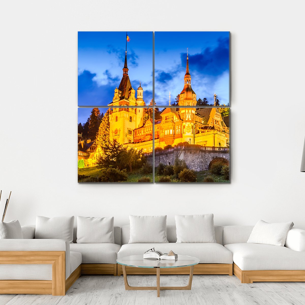 Peles Castle Romania Canvas Wall Art-4 Square-Gallery Wrap-17" x 17"-Tiaracle