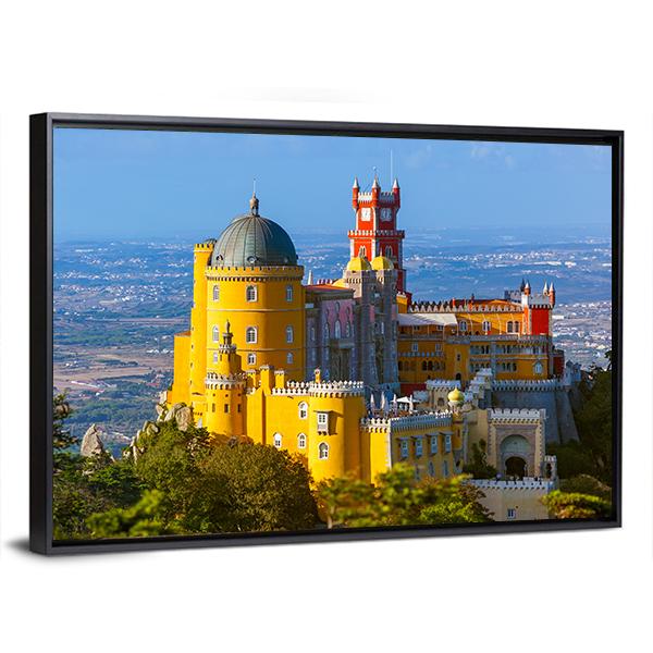 Pena Palace In Sintra Portugal Canvas Wall Art-3 Horizontal-Gallery Wrap-25" x 16"-Tiaracle