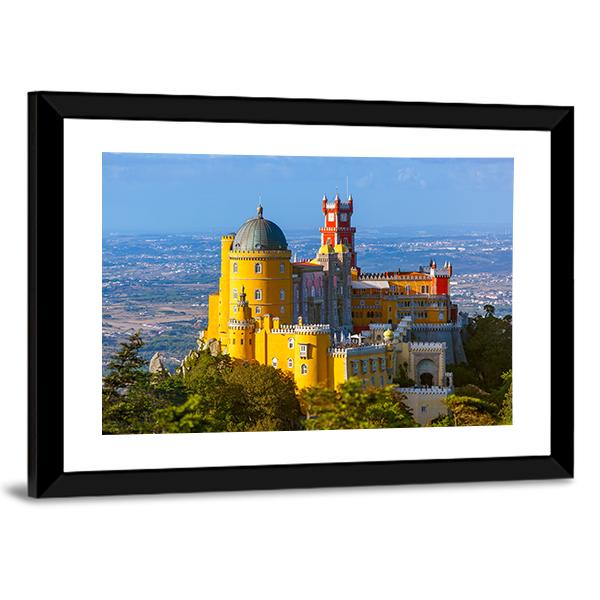 Pena Palace In Sintra Portugal Canvas Wall Art-3 Horizontal-Gallery Wrap-25" x 16"-Tiaracle