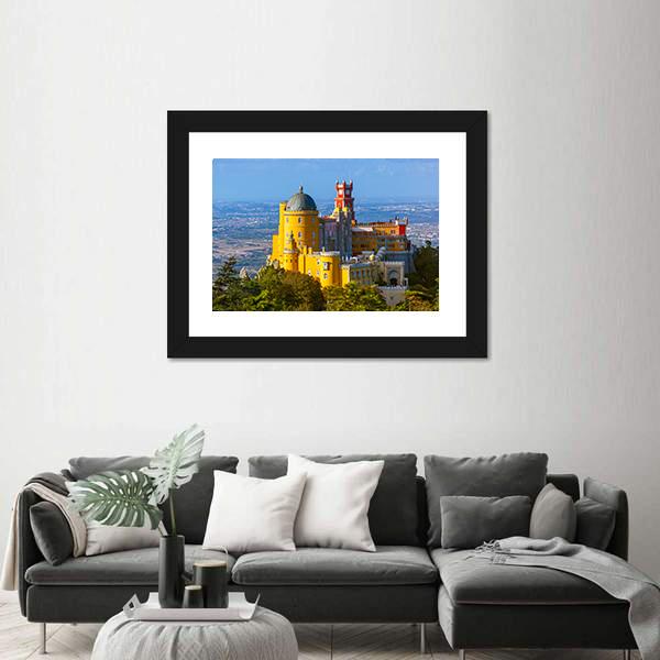 Pena Palace In Sintra Portugal Canvas Wall Art-3 Horizontal-Gallery Wrap-25" x 16"-Tiaracle