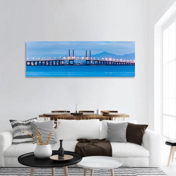 Penang Bridge In Malaysia Panoramic Canvas Wall Art-1 Piece-36" x 12"-Tiaracle