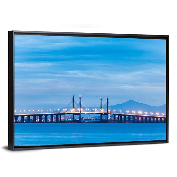 Penang Bridge View Canvas Wall Art-3 Horizontal-Gallery Wrap-25" x 16"-Tiaracle