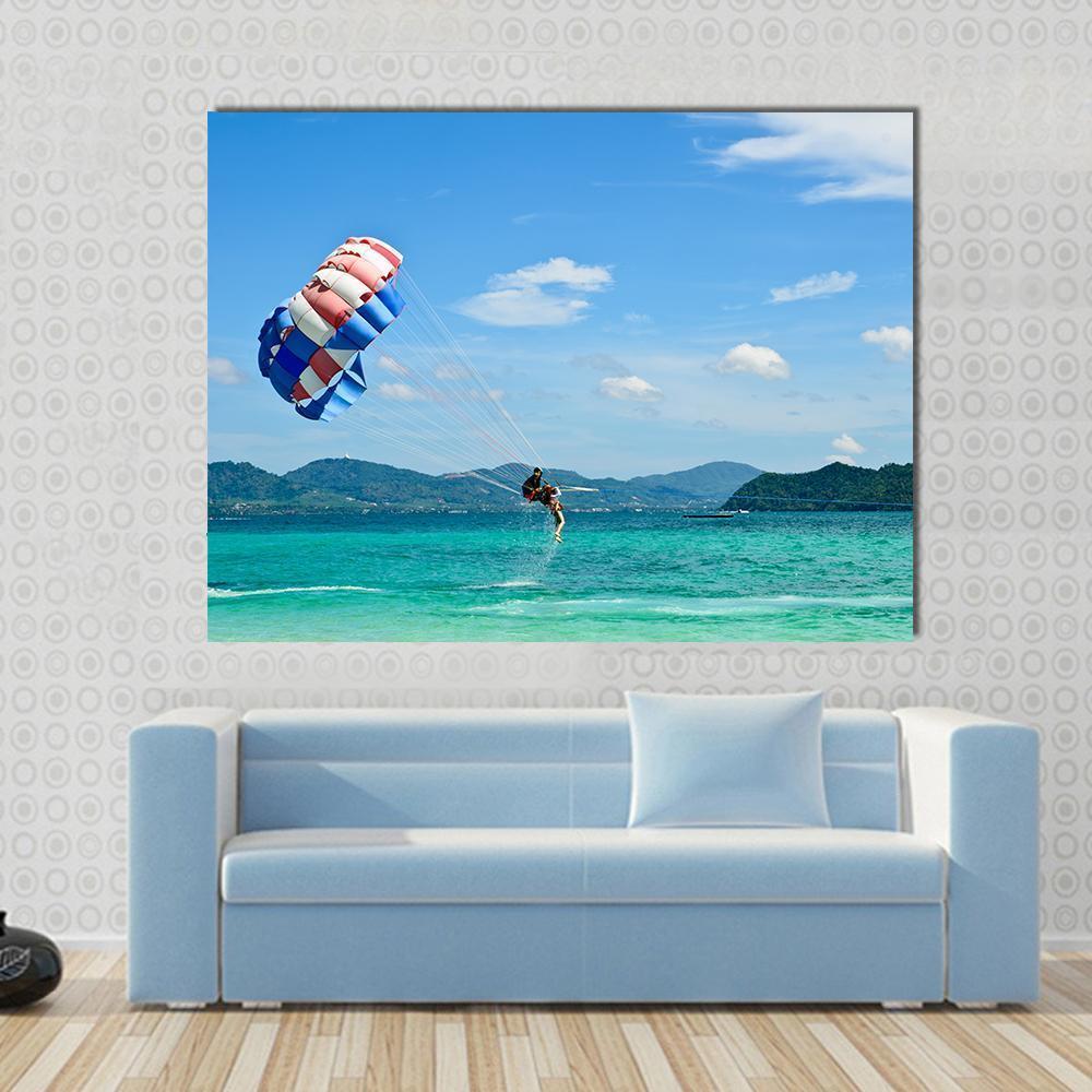 People Are Para Sailing In Phuket Canvas Wall Art-1 Piece-Gallery Wrap-36" x 24"-Tiaracle