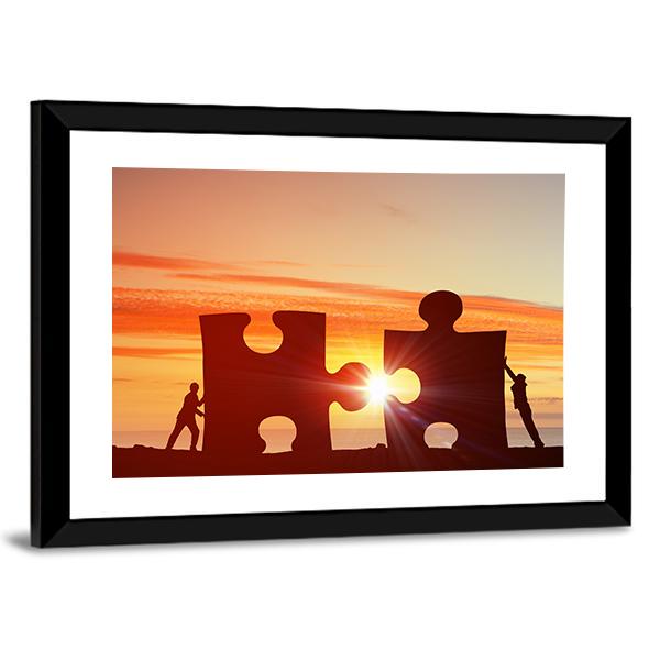 People Connecting Puzzle Canvas Wall Art-5 Horizontal-Gallery Wrap-22" x 12"-Tiaracle