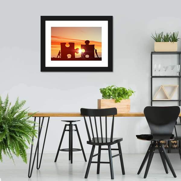 People Connecting Puzzle Canvas Wall Art-5 Horizontal-Gallery Wrap-22" x 12"-Tiaracle