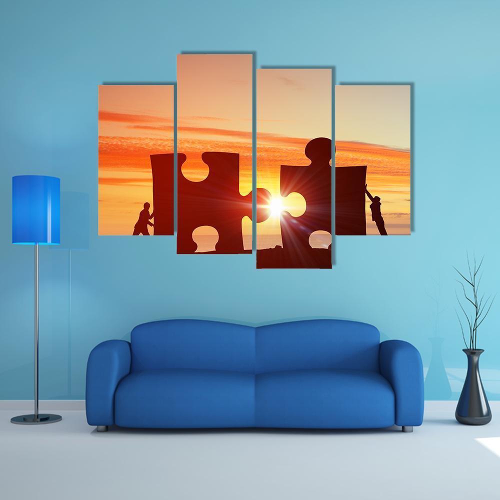 People Connecting Puzzle Canvas Wall Art-1 Piece-Gallery Wrap-48" x 32"-Tiaracle