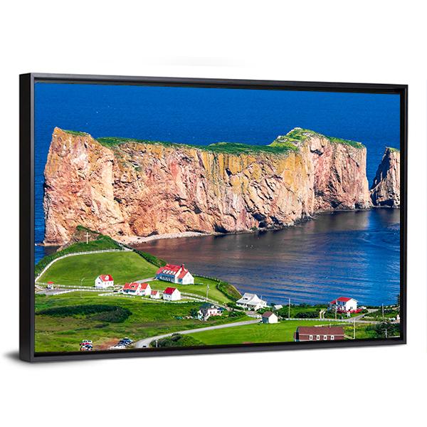 Perce Rock In Gaspe Canvas Wall Art-3 Horizontal-Gallery Wrap-25" x 16"-Tiaracle