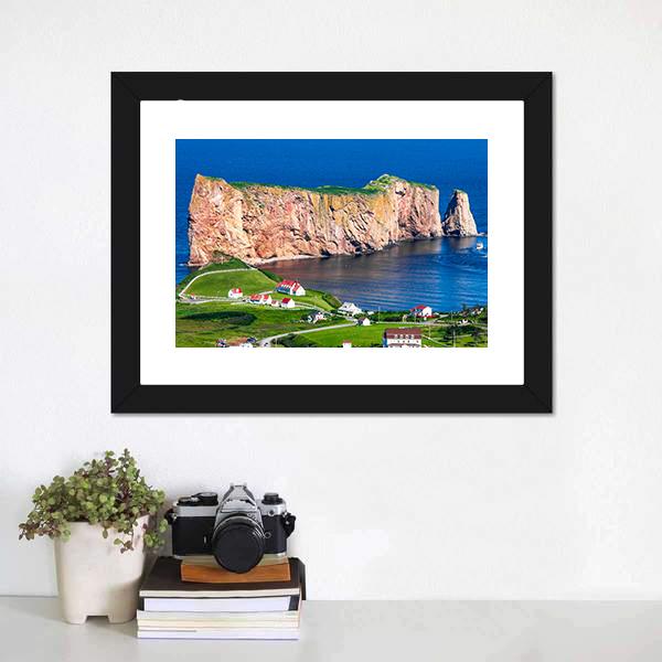 Perce Rock In Gaspe Canvas Wall Art-3 Horizontal-Gallery Wrap-25" x 16"-Tiaracle