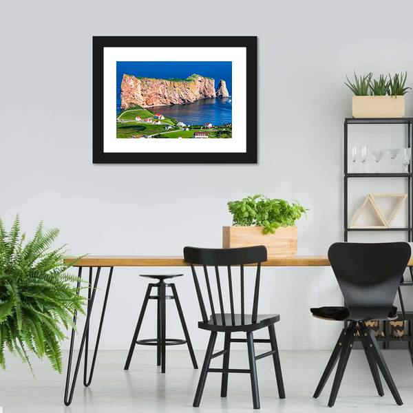 Perce Rock In Gaspe Canvas Wall Art-3 Horizontal-Gallery Wrap-25" x 16"-Tiaracle