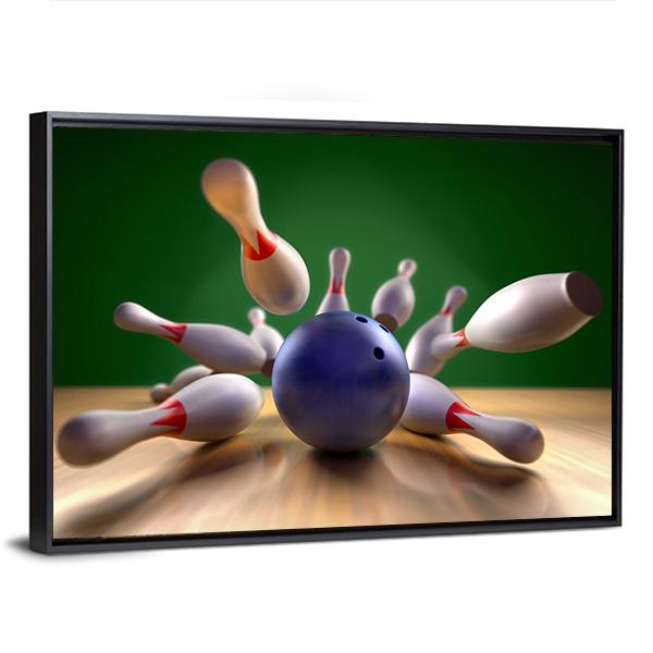 Perfect Bowling Strike Canvas Wall Art-5 Horizontal-Gallery Wrap-22" x 12"-Tiaracle