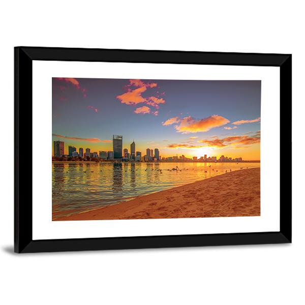 Perth Skyline From Swan River Panoramic Canvas Wall Art-1 Piece-36" x 12"-Tiaracle