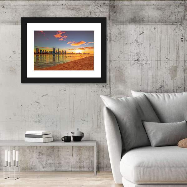 Perth Skyline From Swan River Panoramic Canvas Wall Art-1 Piece-36" x 12"-Tiaracle