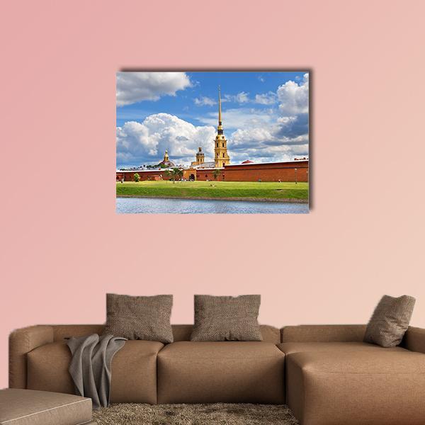 Peter And Paul Fortress In Russia Canvas Wall Art-1 Piece-Gallery Wrap-48" x 32"-Tiaracle