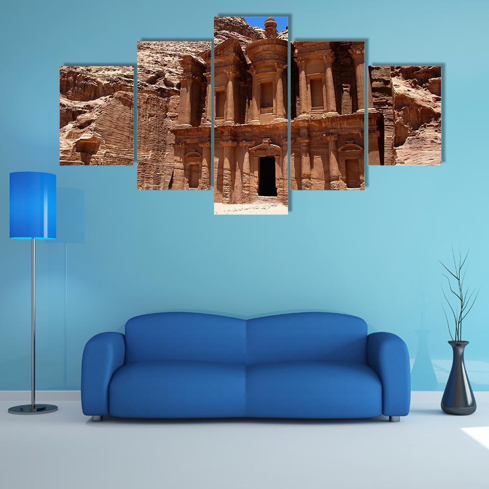Petra Treasury In Jordan Canvas Wall Art-5 Star-Gallery Wrap-62" x 32"-Tiaracle
