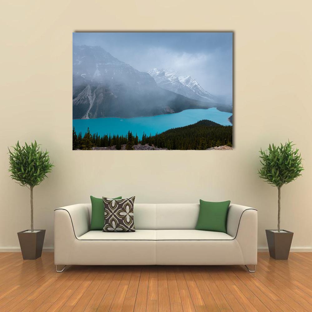 Peyto Lake & Mountains Canvas Wall Art-1 Piece-Gallery Wrap-48" x 32"-Tiaracle