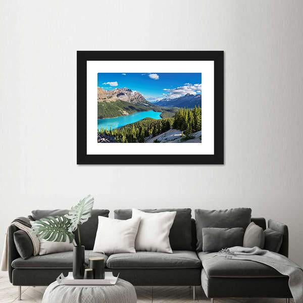 Peyto Lake In Rocky Mountains Of Canada Panoramic Canvas Wall Art-1 Piece-36" x 12"-Tiaracle