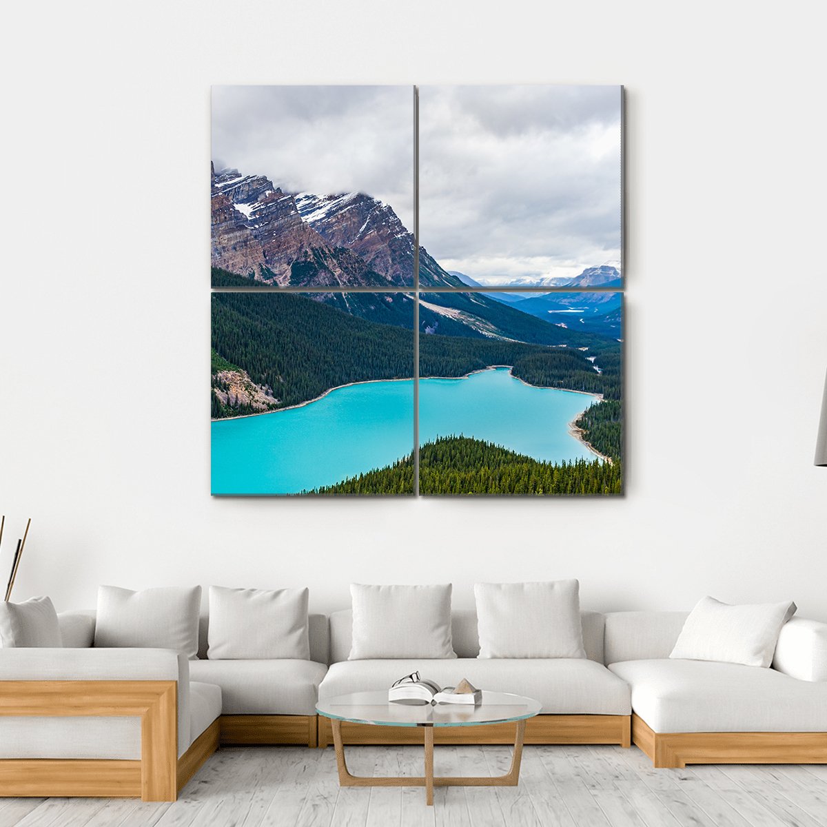 Peyto Lake of Banff National Park in Canada Canvas Wall Art-4 Square-Gallery Wrap-17" x 17"-Tiaracle