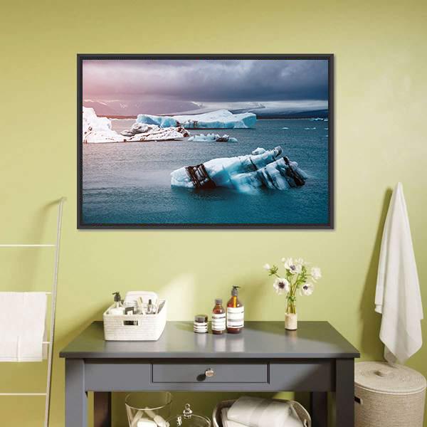 Pieces Of Iceberg Canvas Wall Art-1 Piece-Floating Frame-24" x 16"-Tiaracle