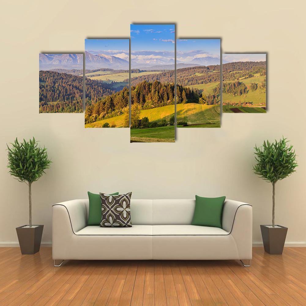 Pieniny Mountains In Poland Canvas Wall Art-5 Star-Gallery Wrap-62" x 32"-Tiaracle