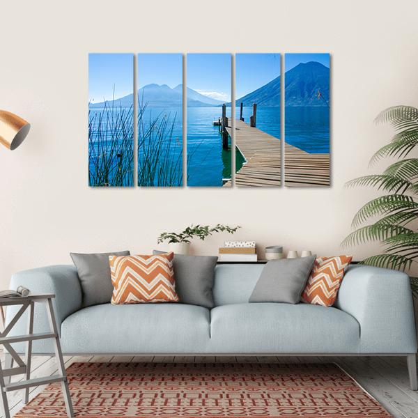 Pier At San Marcos La Laguna Canvas Wall Art-5 Horizontal-Gallery Wrap-22" x 12"-Tiaracle