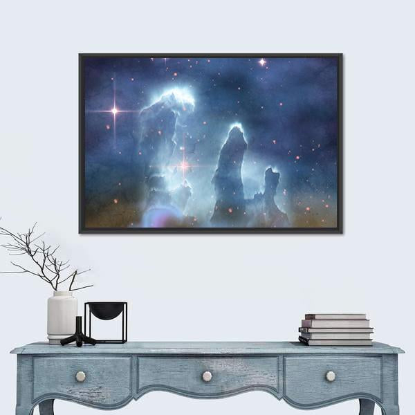Pillars Of Creation - Eagle Nebula Canvas Wall Art-1 Piece-Floating Frame-24" x 16"-Tiaracle