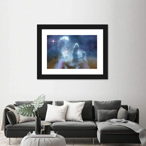 Pillars Of Creation - Eagle Nebula Canvas Wall Art-3 Horizontal-Gallery Wrap-25" x 16"-Tiaracle