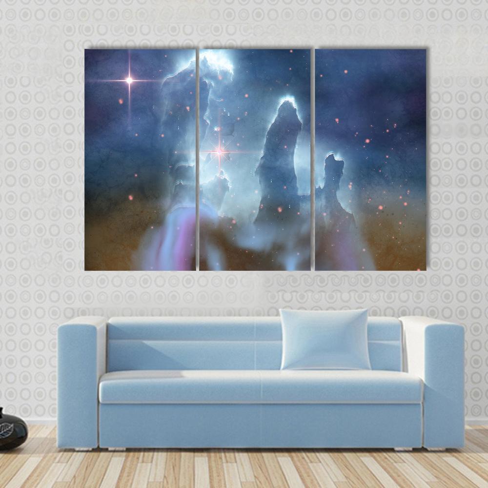 Pillars Of Creation - Eagle Nebula Canvas Wall Art-3 Horizontal-Gallery Wrap-37" x 24"-Tiaracle