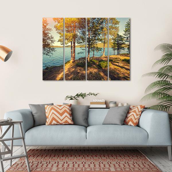 Pine Trees Near Sea In Finland Canvas Wall Art-4 Horizontal-Gallery Wrap-34" x 24"-Tiaracle