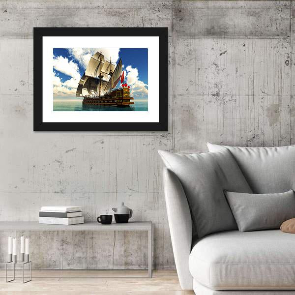 Pirate Brigantine Canvas Wall Art-3 Horizontal-Gallery Wrap-25" x 16"-Tiaracle