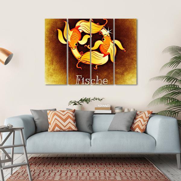 Pisces Horoscope Canvas Wall Art-4 Horizontal-Gallery Wrap-34" x 24"-Tiaracle