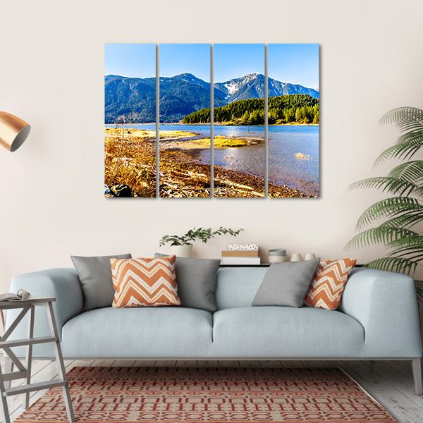 Pitt Lake With Tingle Peak Canvas Wall Art-4 Horizontal-Gallery Wrap-34" x 24"-Tiaracle