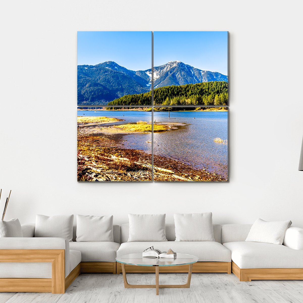 Pitt Lake With Tingle Peak Canvas Wall Art-4 Square-Gallery Wrap-17" x 17"-Tiaracle