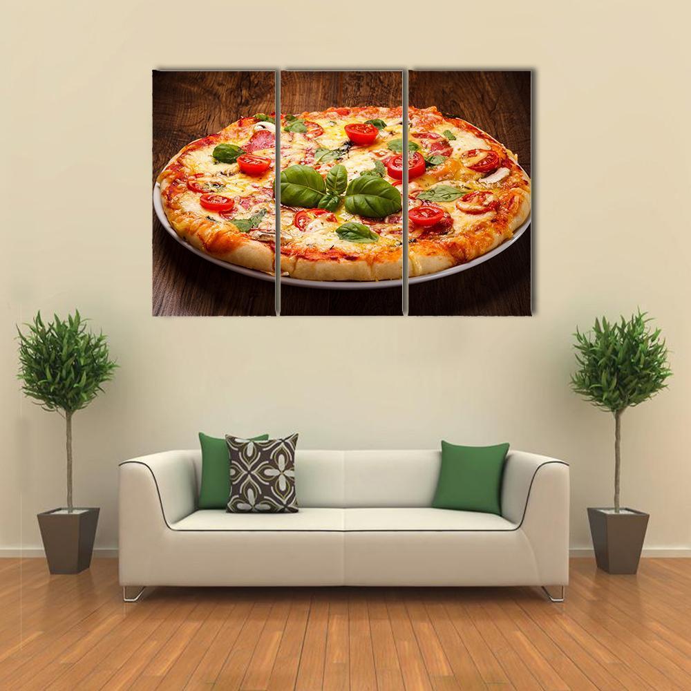 Pizza On A Plate Canvas Wall Art-3 Horizontal-Gallery Wrap-37" x 24"-Tiaracle