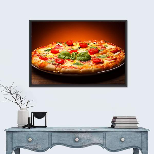 Pizza Ready For Eating Panoramic Canvas Wall Art-1 Piece-36" x 12"-Tiaracle