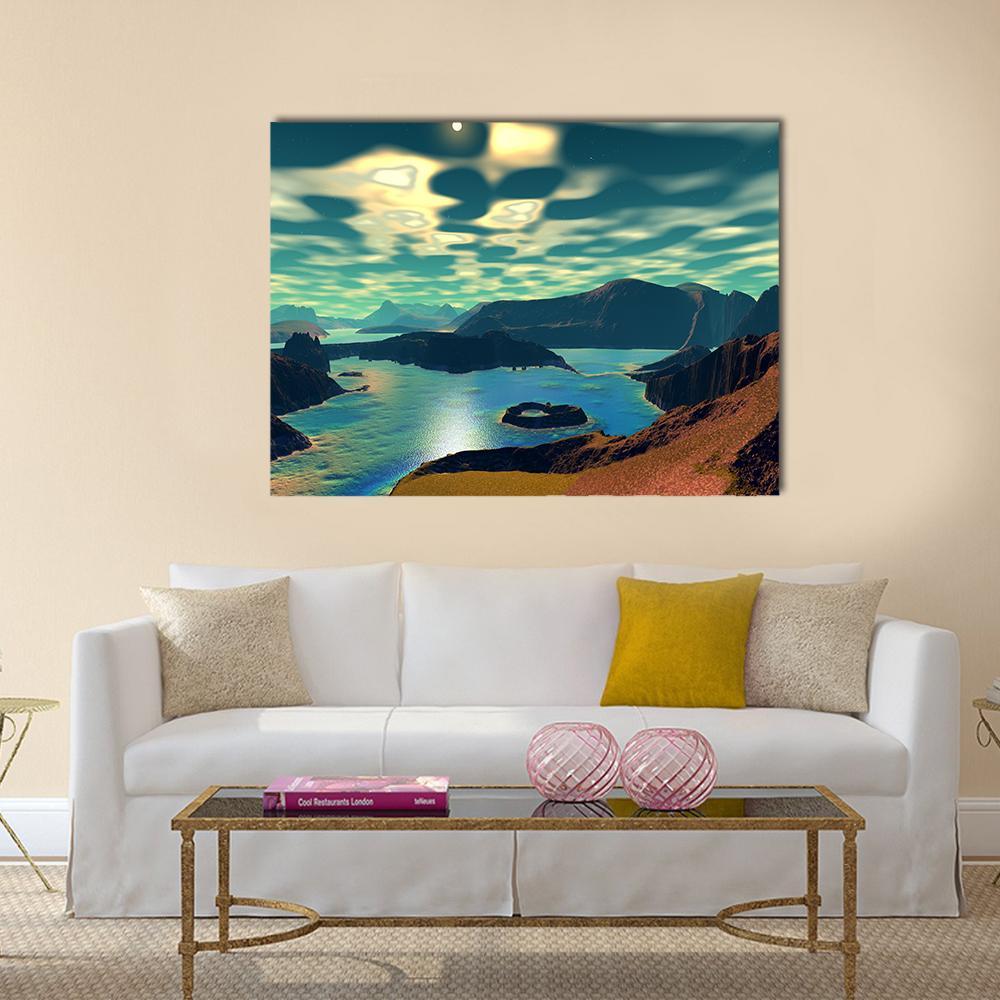 Planet Alien Canvas Wall Art-1 Piece-Gallery Wrap-36" x 24"-Tiaracle