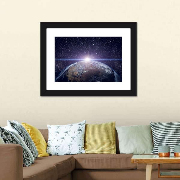 Planet Earth Beautiful Sunset Canvas Wall Art-1 Piece-Framed Print-20" x 16"-Tiaracle