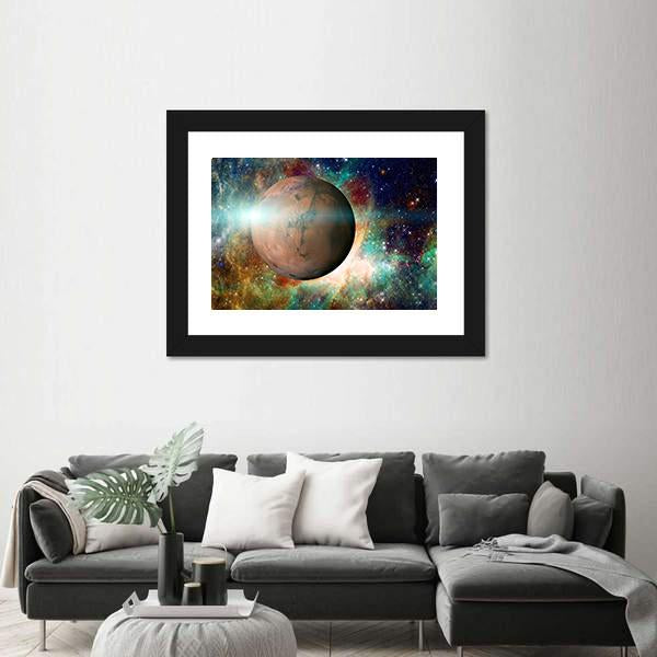 Planet Mars In Solar System Canvas Wall Art-3 Horizontal-Gallery Wrap-25" x 16"-Tiaracle