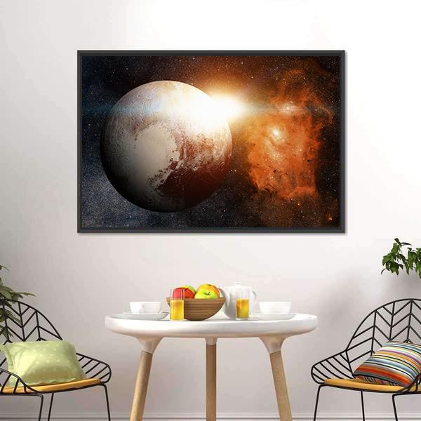 Planet Pluto Canvas Wall Art-1 Piece-Floating Frame-24" x 16"-Tiaracle