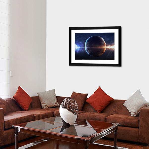 Planets In Outer Space Canvas Wall Art-5 Horizontal-Gallery Wrap-22" x 12"-Tiaracle