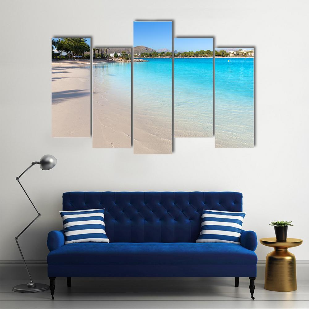 Platja De Alcudia Beach Canvas Wall Art-5 Pop-Gallery Wrap-47" x 32"-Tiaracle
