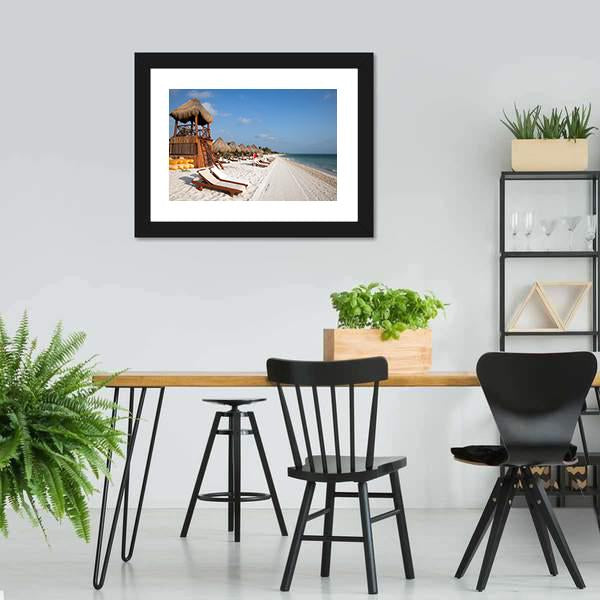 Playa Del Carmen Beach Canvas Wall Art-3 Horizontal-Gallery Wrap-25" x 16"-Tiaracle