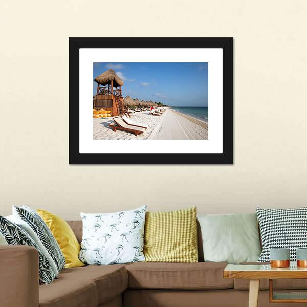 Playa Del Carmen Beach Canvas Wall Art-3 Horizontal-Gallery Wrap-25" x 16"-Tiaracle