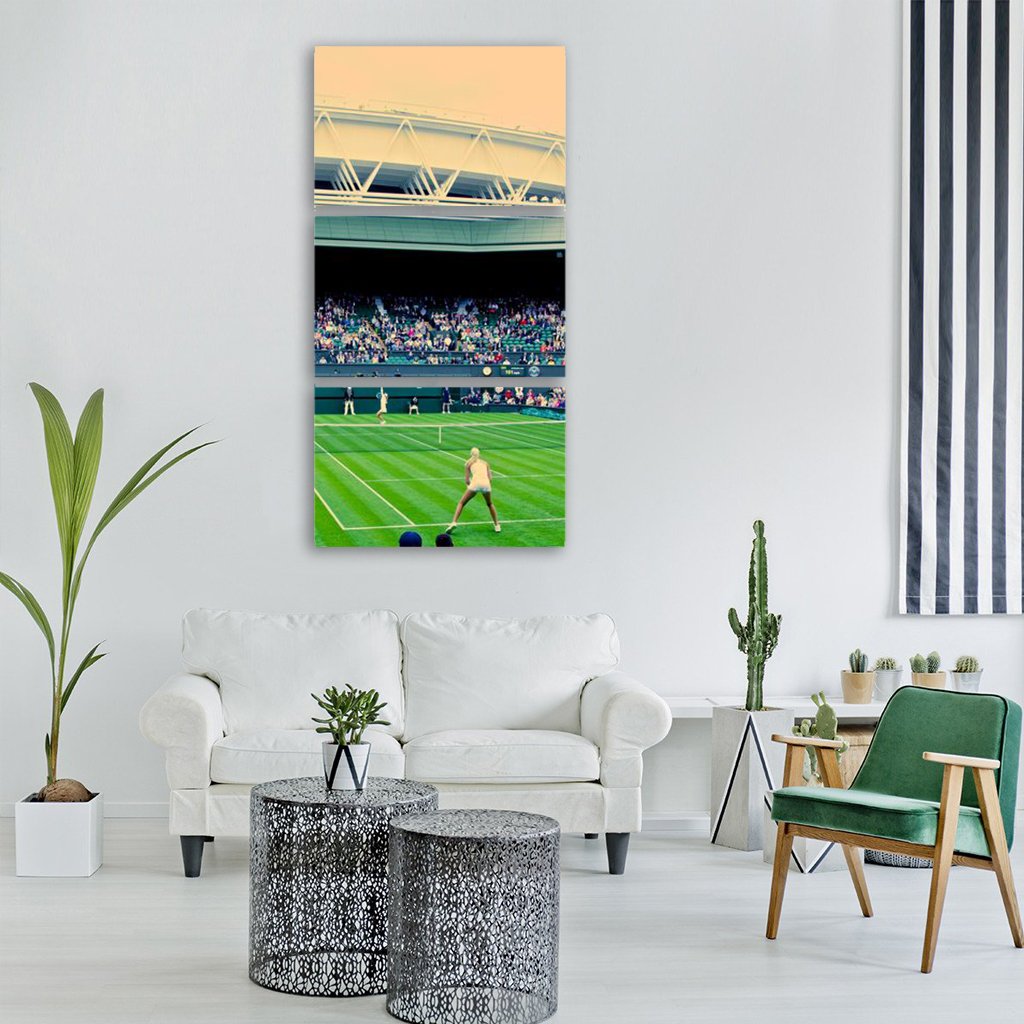 Players In Wimbledon Centre Tennis Court Vertical Canvas Wall Art-3 Vertical-Gallery Wrap-12" x 25"-Tiaracle