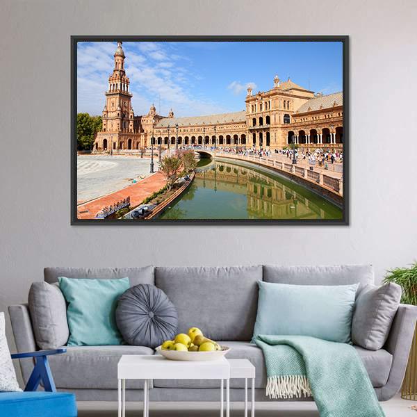 Plaza De Espana Canvas Wall Art-3 Horizontal-Gallery Wrap-25" x 16"-Tiaracle