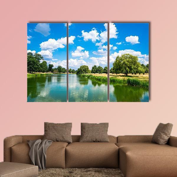 Pond In Hampton Court Park In South London Canvas Wall Art-3 Horizontal-Gallery Wrap-37" x 24"-Tiaracle