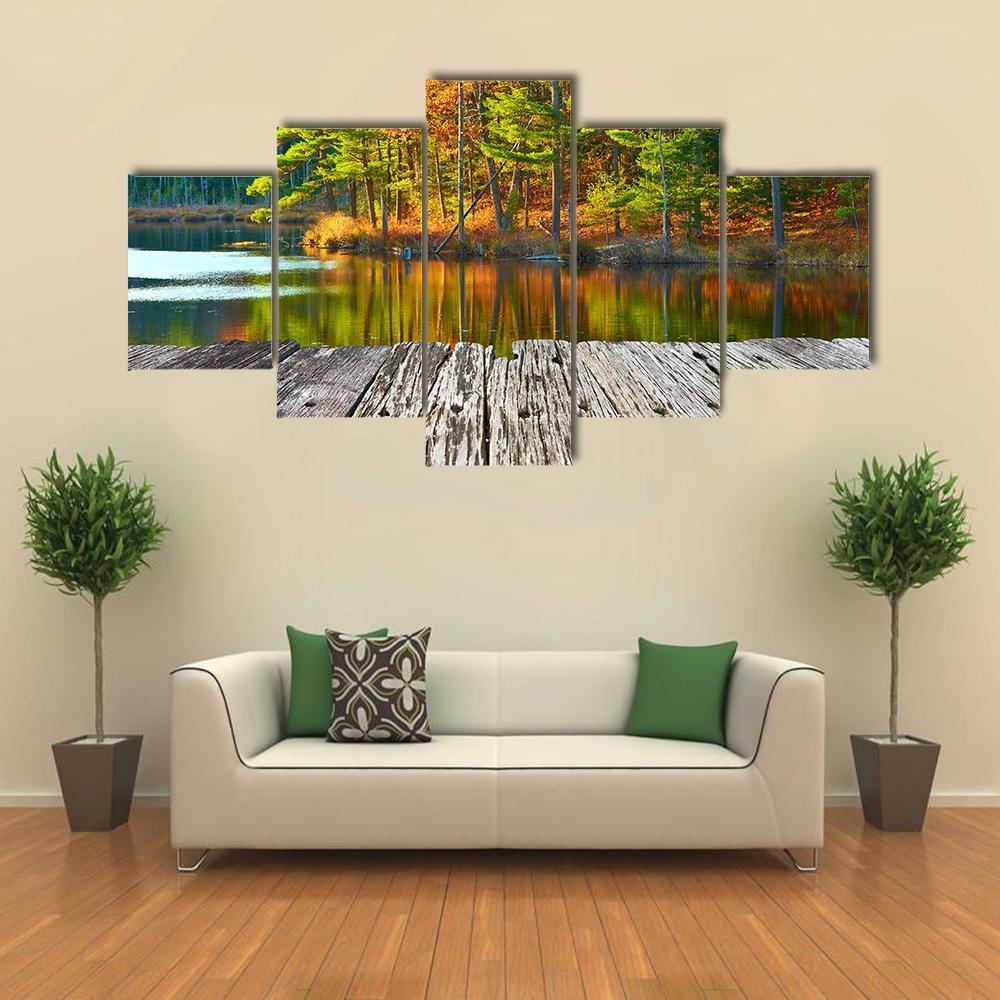 Pond In White Mountain Canvas Wall Art-5 Star-Gallery Wrap-62" x 32"-Tiaracle