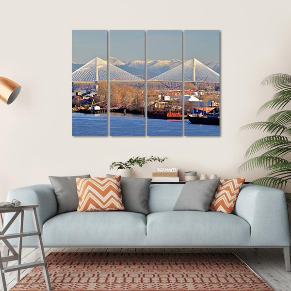 Port Mann Bridge Canvas Wall Art-4 Horizontal-Gallery Wrap-34" x 24"-Tiaracle