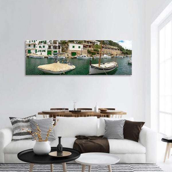 Port Of Mallorca Spain Panoramic Canvas Wall Art-1 Piece-36" x 12"-Tiaracle