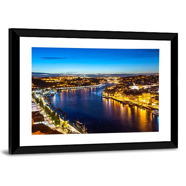 Porto City & Douro River Canvas Wall Art-3 Horizontal-Gallery Wrap-25" x 16"-Tiaracle