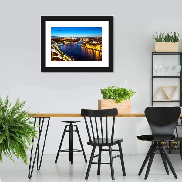 Porto City & Douro River Canvas Wall Art-3 Horizontal-Gallery Wrap-25" x 16"-Tiaracle